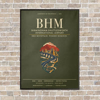 Thumbnail for Birmingham-Shuttlesworth International Airport BHM vertical canvas print - framed - green army background