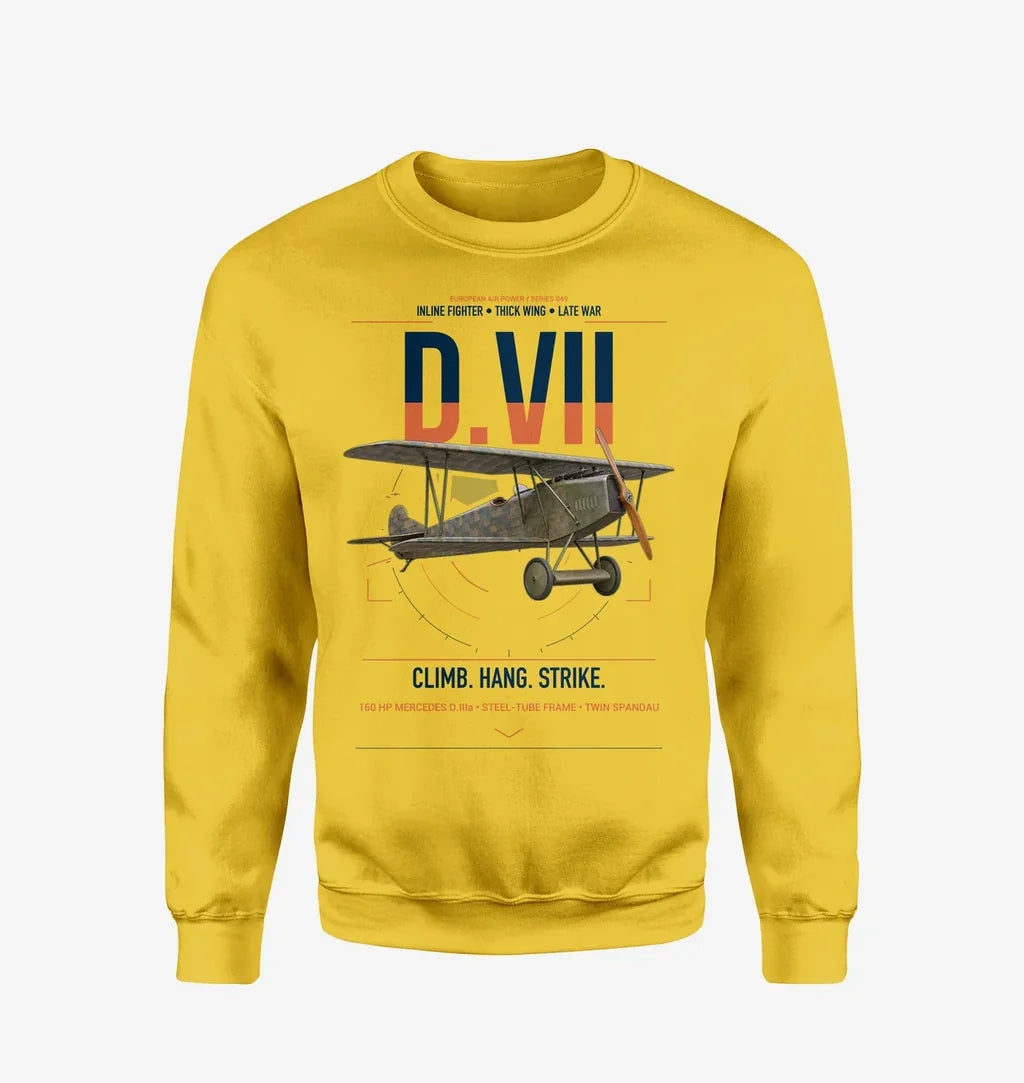 Fokker D.VII design on yellow sweatshirt