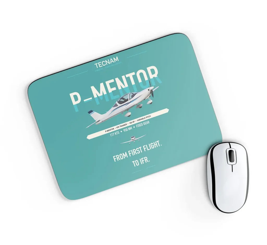 Tecnam P-Mentor design on turquoise rectangle mouse pad