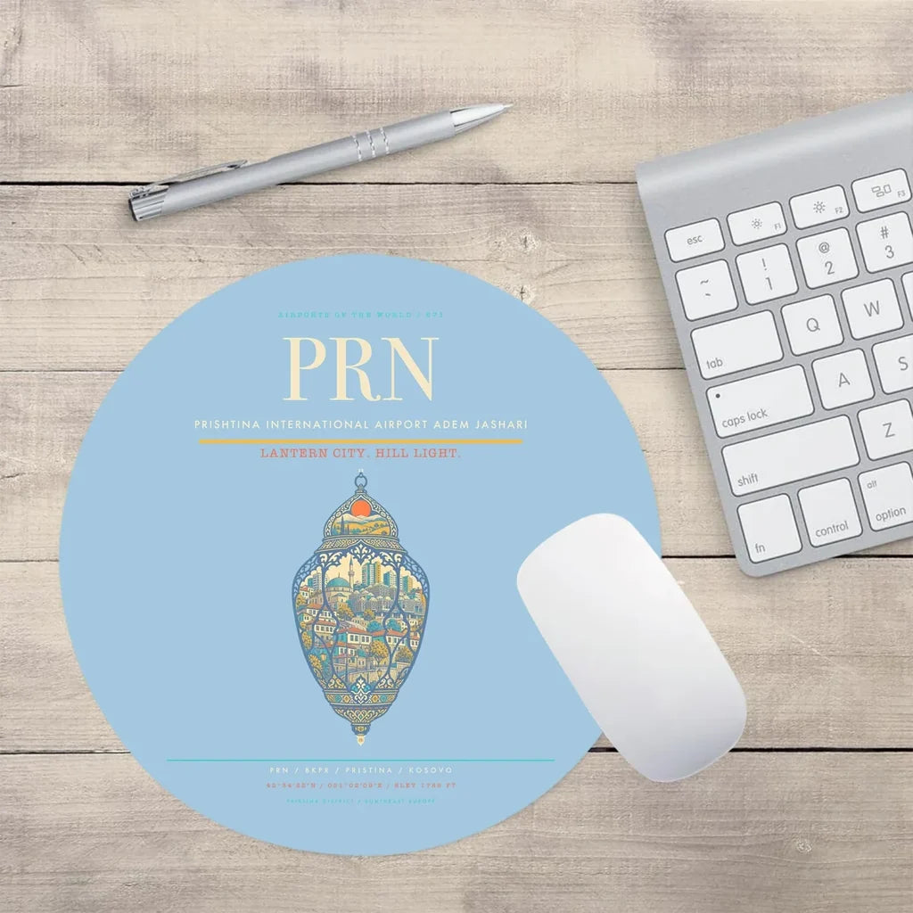 Prishtina International Airport Adem Jashari PRN Mouse-Pad Round - Light Blue