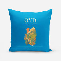 Thumbnail for Asturias Airport (OVD) design on turquoise pillow