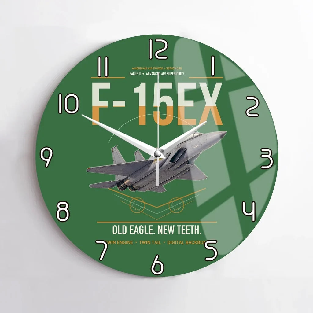F-15EX Eagle II design on green no frame wall clock