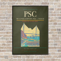 Thumbnail for Tri-Cities Airport PSC — Pasco vertical canvas print - framed - green army background