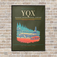 Thumbnail for Gander International Airport YQX vertical canvas print - framed - green army background