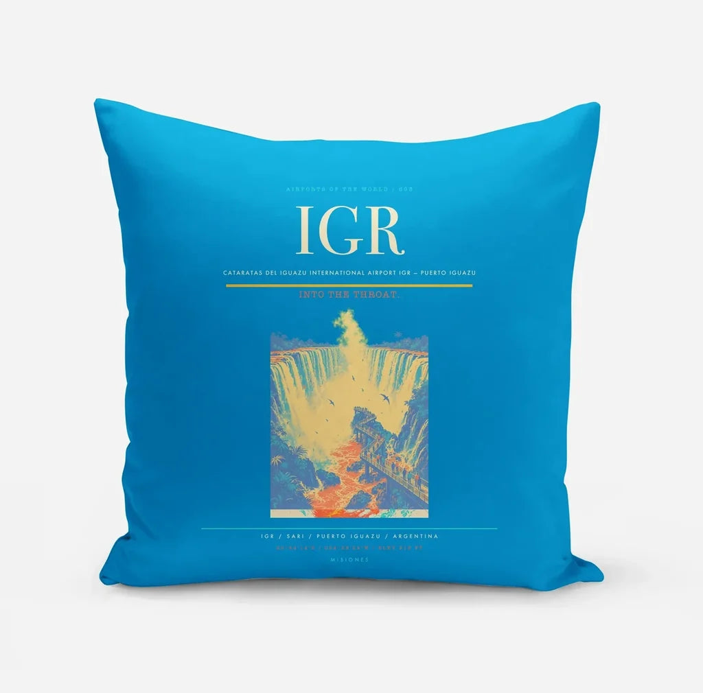 Cataratas del Iguazu International Airport (IGR) design on turquoise pillow