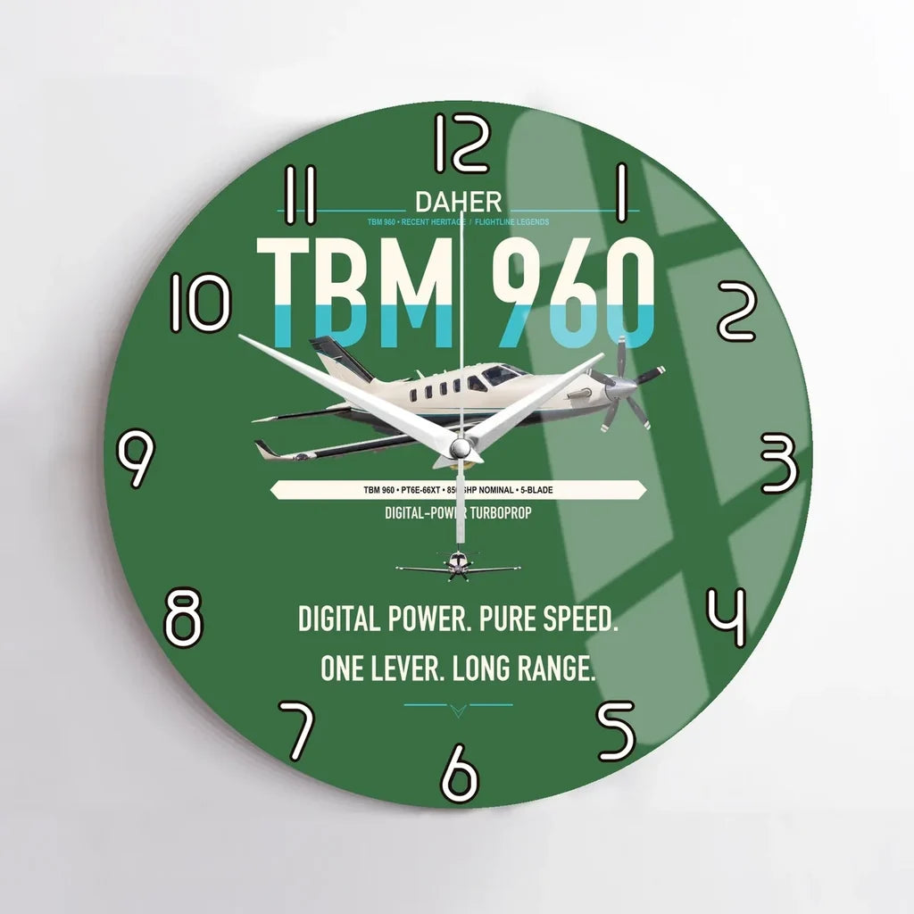 Daher TBM 960 design on green no frame wall clock