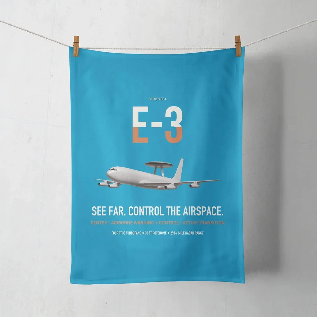 E-3 Sentry AWACS design on turquoise towel