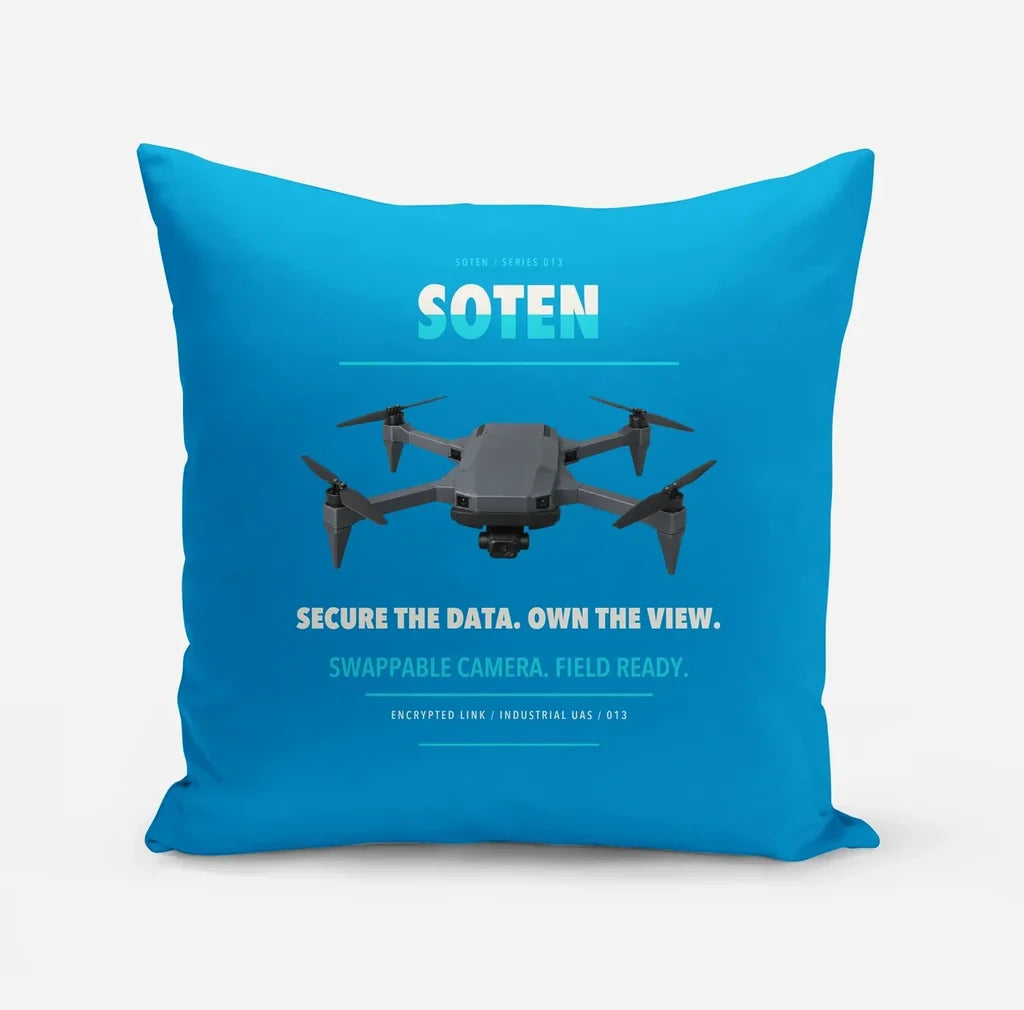 ACSL SOTEN design on turquoise pillow