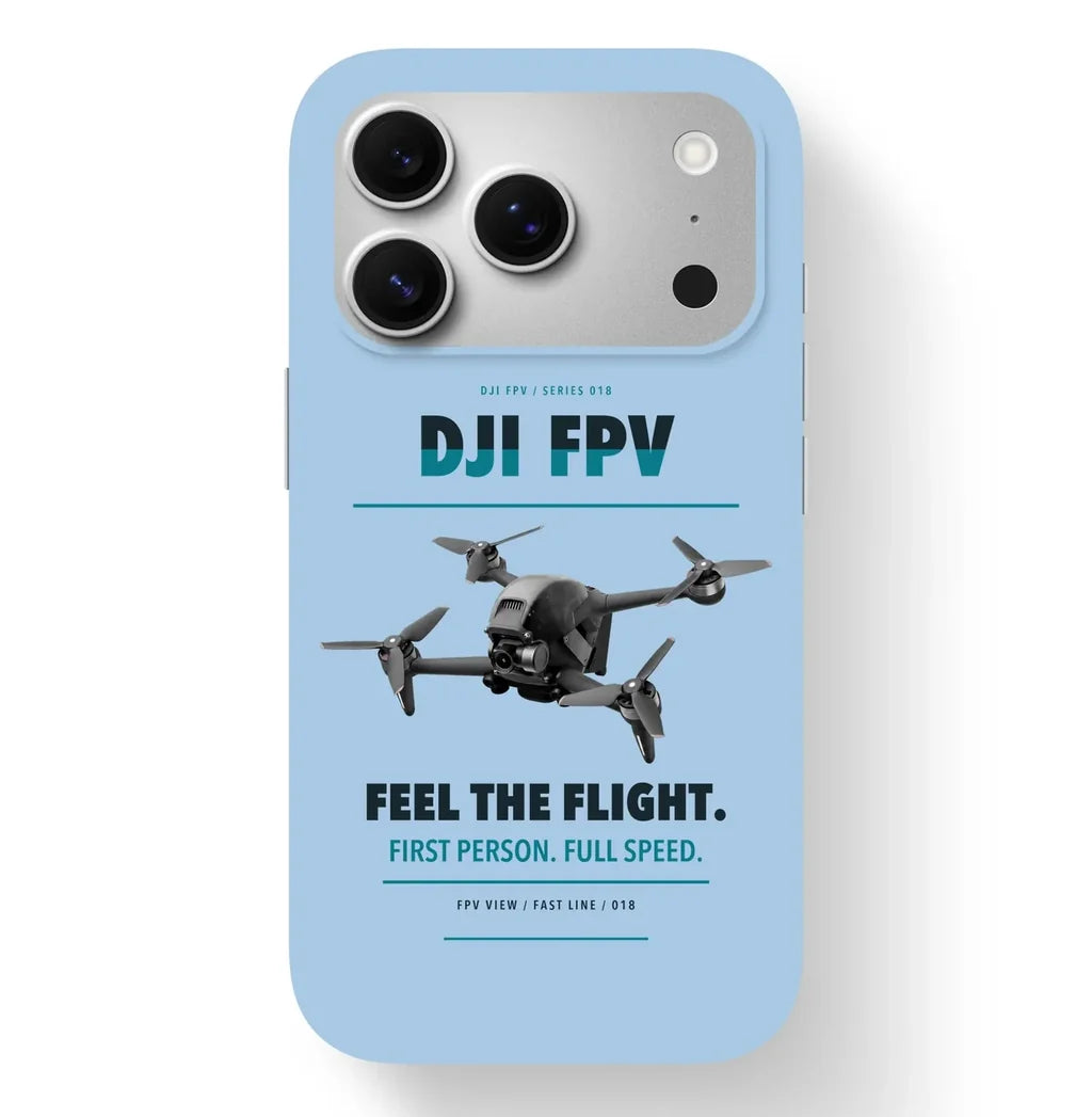 DJI FPV Case design on light blue iphone case