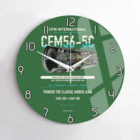 Thumbnail for CFM56-5C design on green no frame wall clock