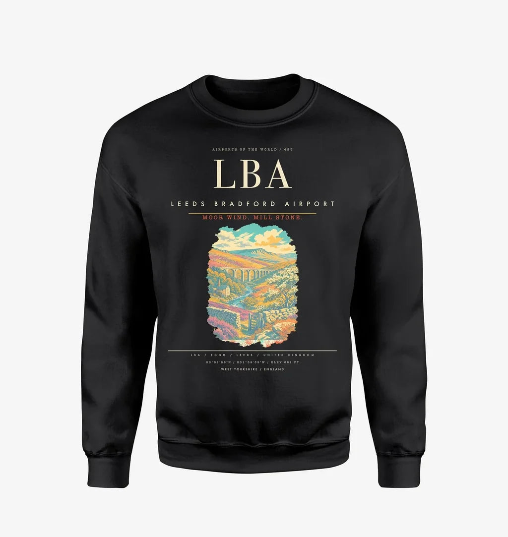 Leeds Bradford Airport LBA Sweatshirt - Black
