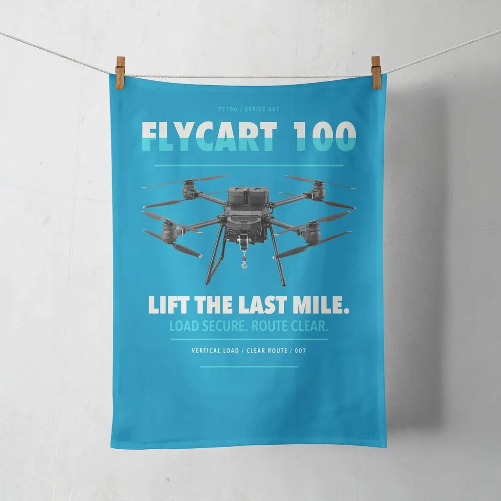 DJI FlyCart 100 design on turquoise towel