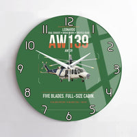 Thumbnail for Leonardo AW139 design on green no frame wall clock