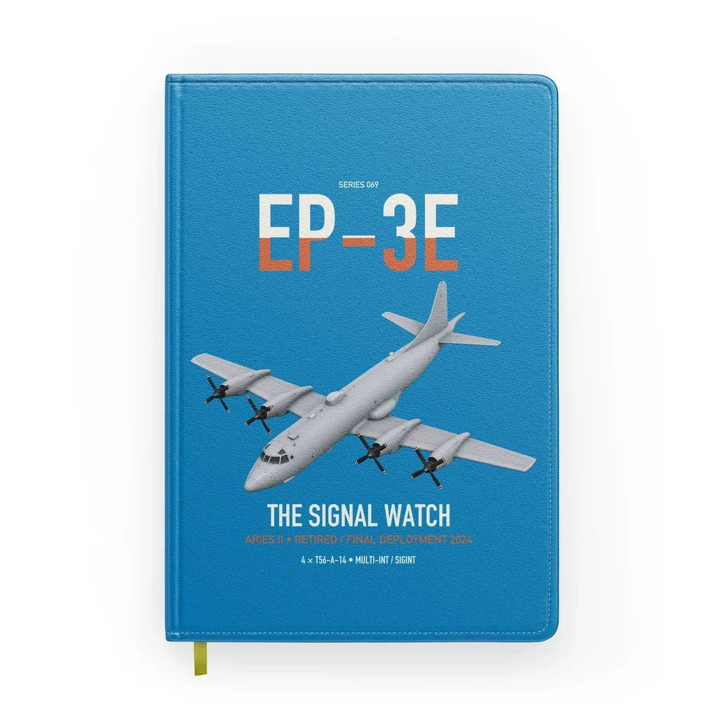 EP-3E ARIES II design on turquoise notebook
