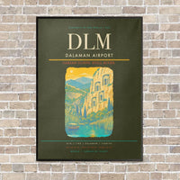 Thumbnail for Dalaman Airport DLM vertical canvas print - framed - green army background