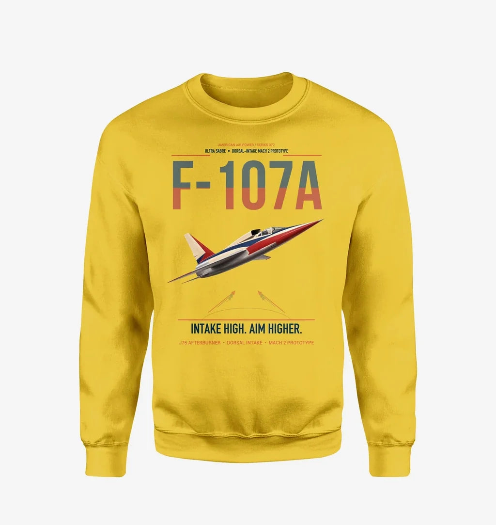 F-107A Ultra Sabre design on yellow sweatshirt