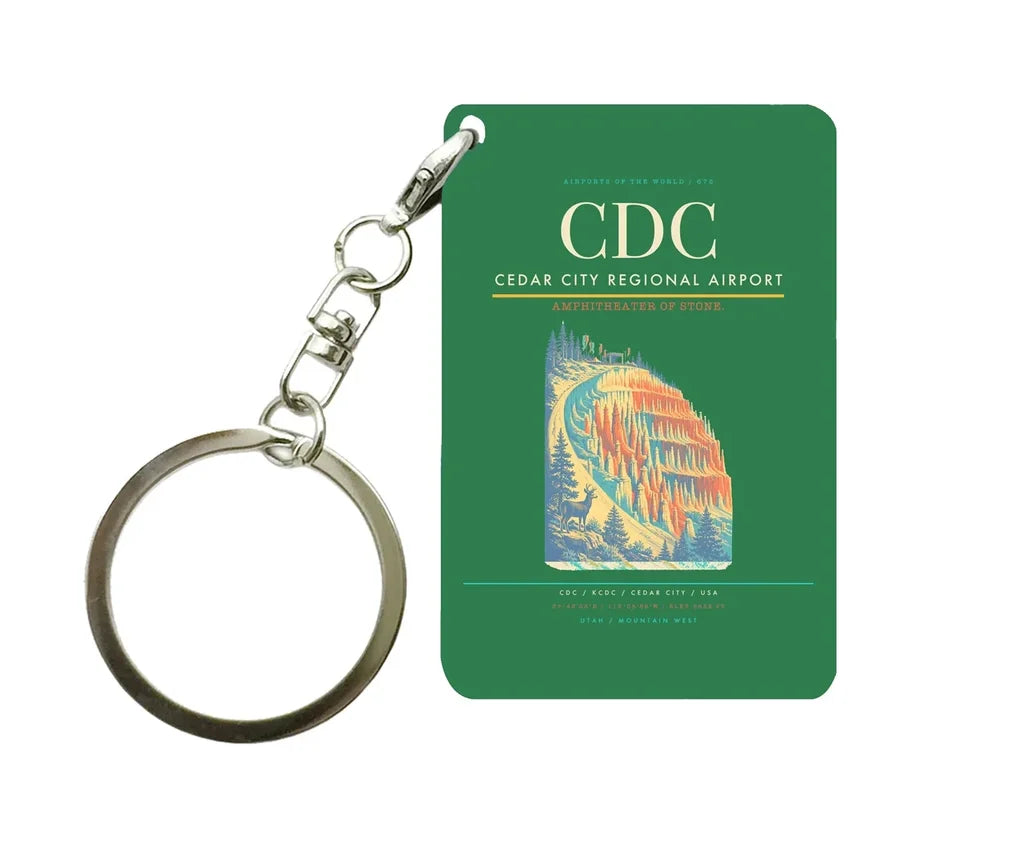 Cedar City Regional Airport (CDC) design on green key chain