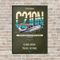 Thumbnail for Cessna T210N Centurion vertical canvas print - framed - green army background