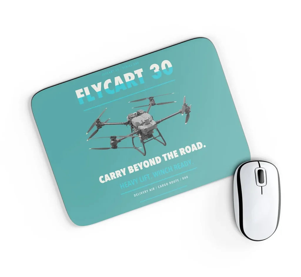 DJI FlyCart 30 design on turquoise rectangle mouse pad