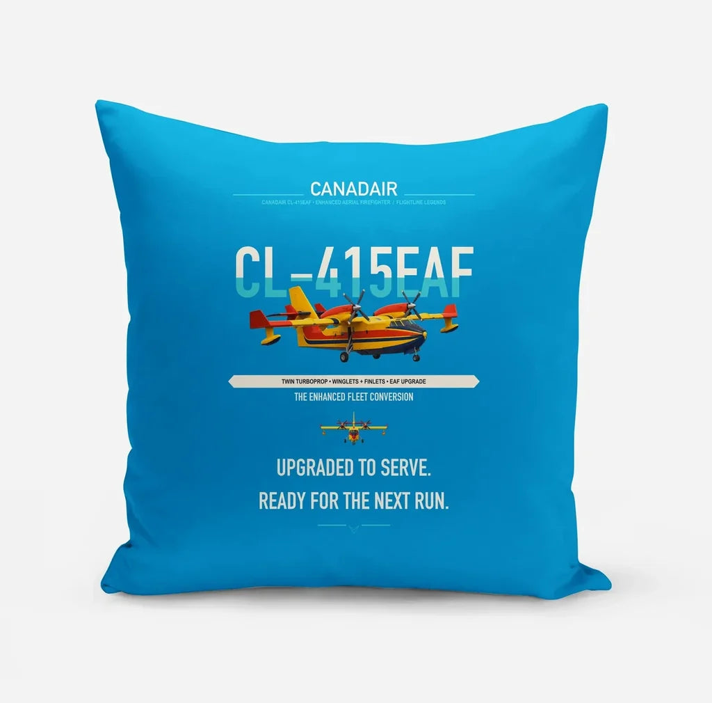 Canadair CL-415EAF design on turquoise pillow