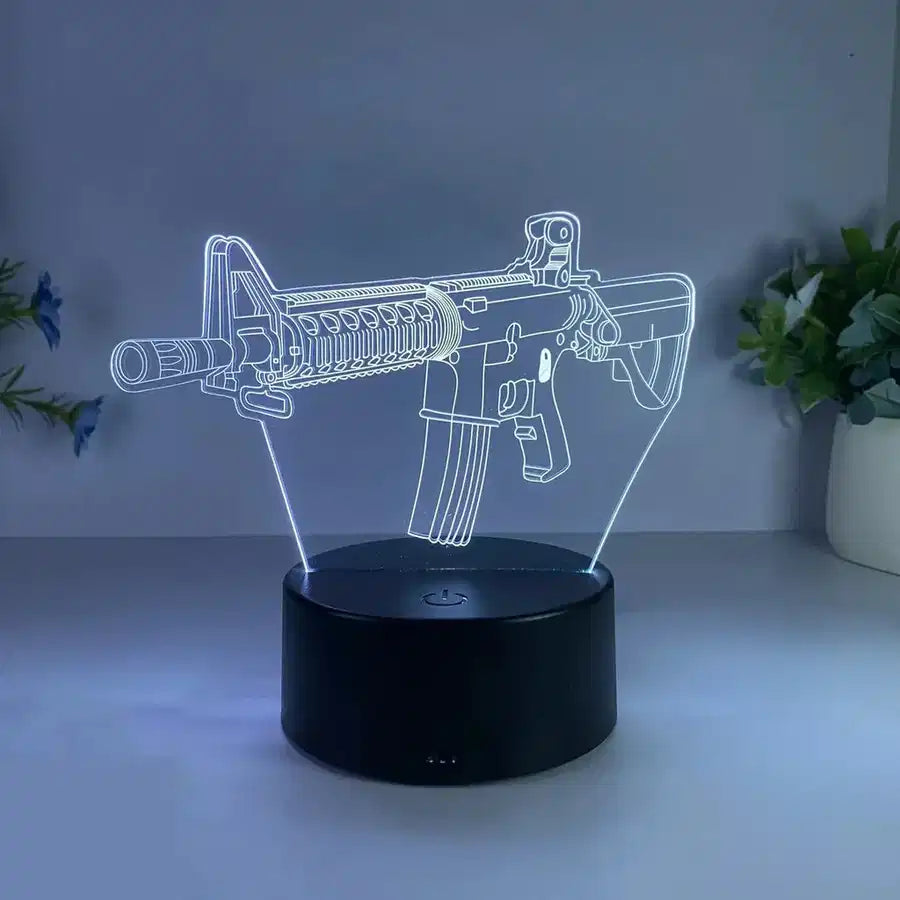Customisable 3D Submachine Gun Modeling 3D Lamp - view 9