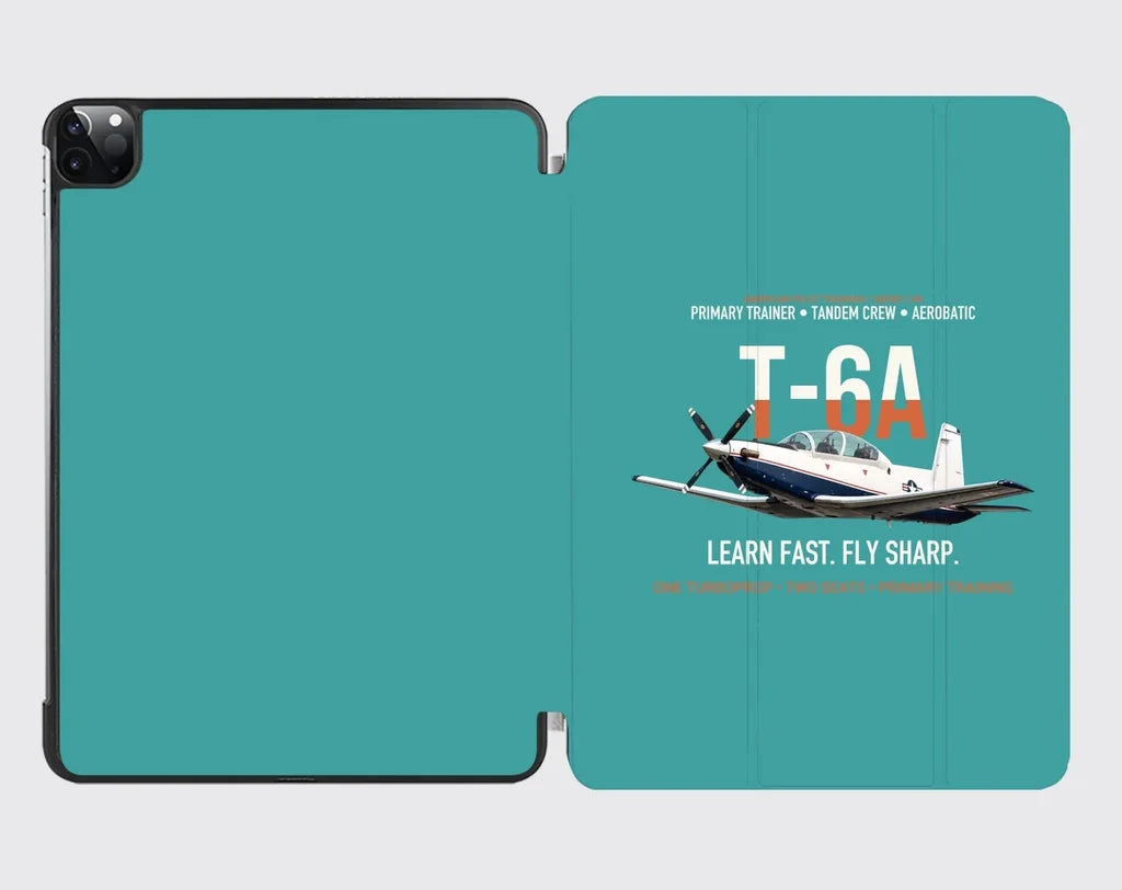 T-6A Texan II Train The Next Generation design on turquoise ipad tablet case