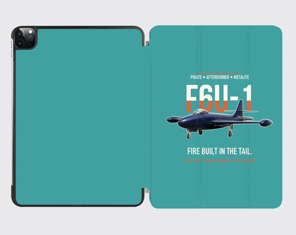 F6U-1 Pirate Fire Built in the Tail design on turquoise ipad tablet case