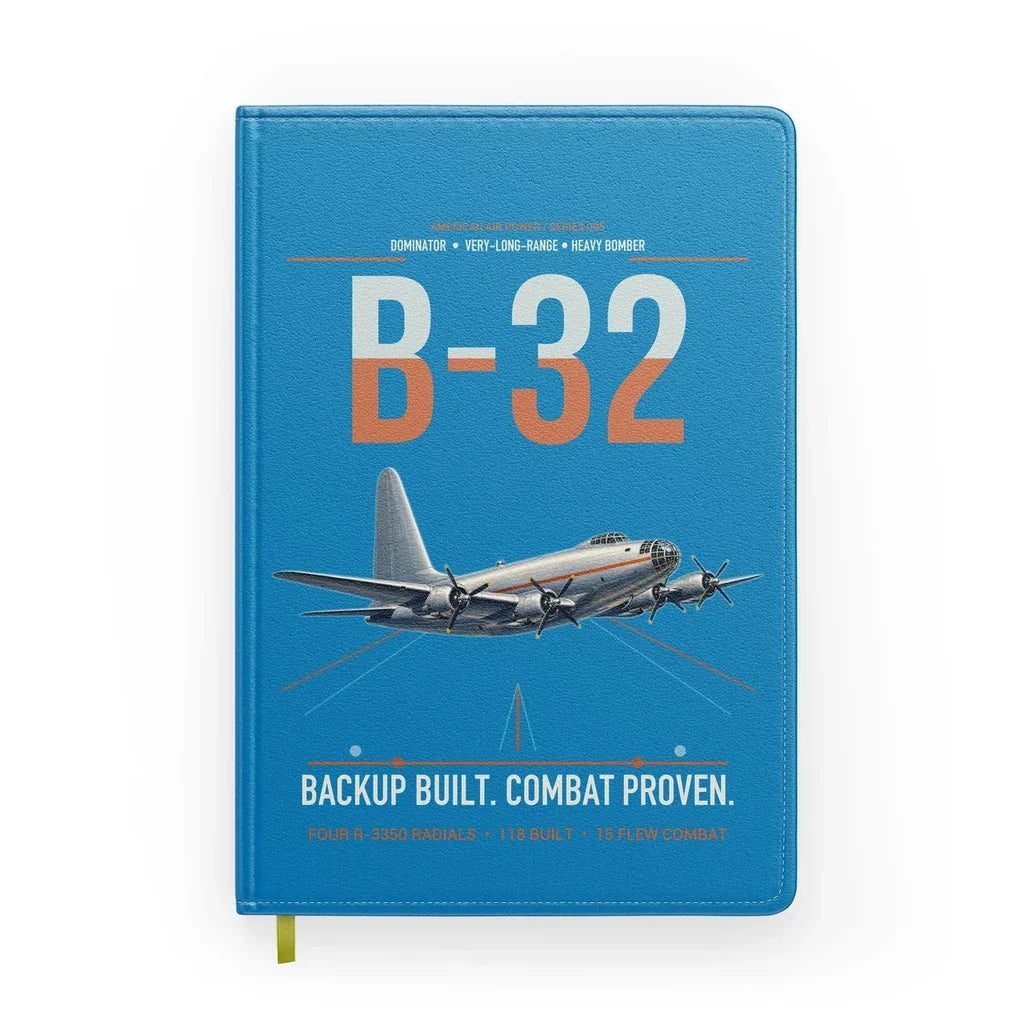 B-32 Dominator design on turquoise notebook