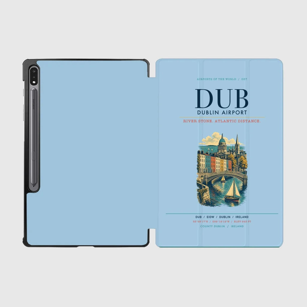 Dublin Airport (DUB) design on light blue samsung tablet tablet case