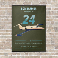 Thumbnail for Bombardier Learjet 24 vertical canvas print - framed - green army background