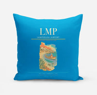 Thumbnail for Lampedusa Airport (LMP) design on turquoise pillow