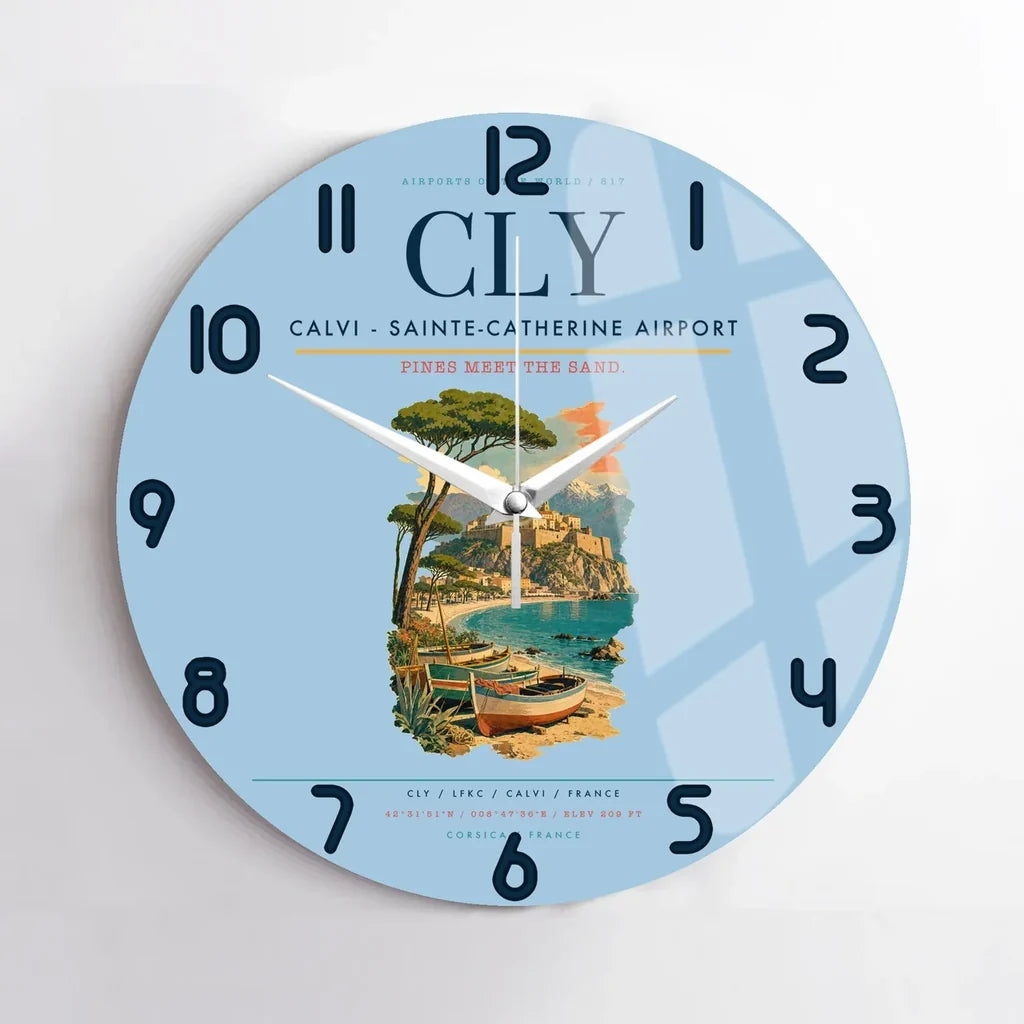 Calvi - Sainte-Catherine Airport CLY Wall-Clock No-Frame - Light Blue