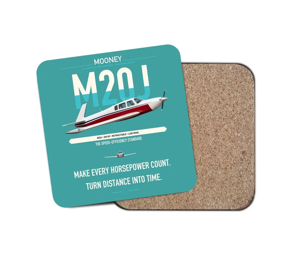 Mooney M20J 201 design on turquoise 1 piece coaster