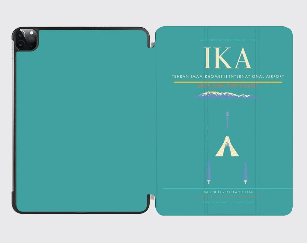 Tehran Imam Khomeini International Airport (IKA) design on turquoise ipad tablet case
