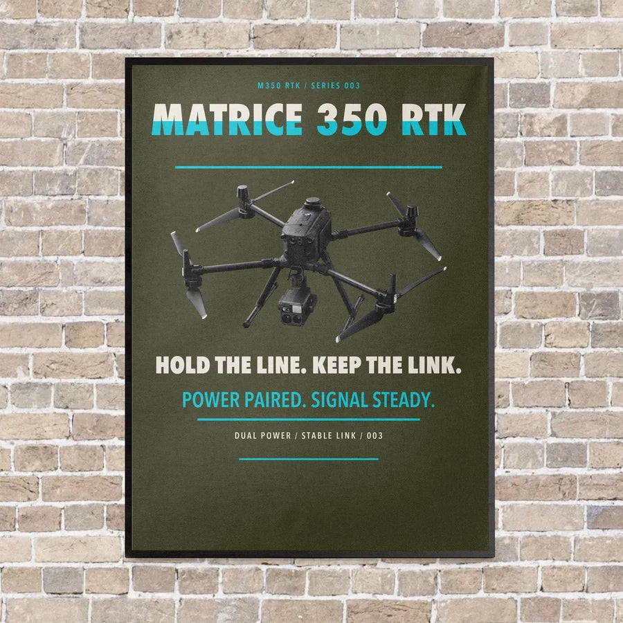 DJI Matrice 350 RTK vertical canvas print - framed - green army background