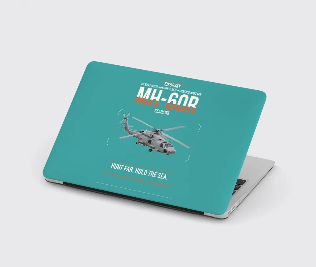 Sikorsky MH-60R Seahawk design on turquoise MacBook case