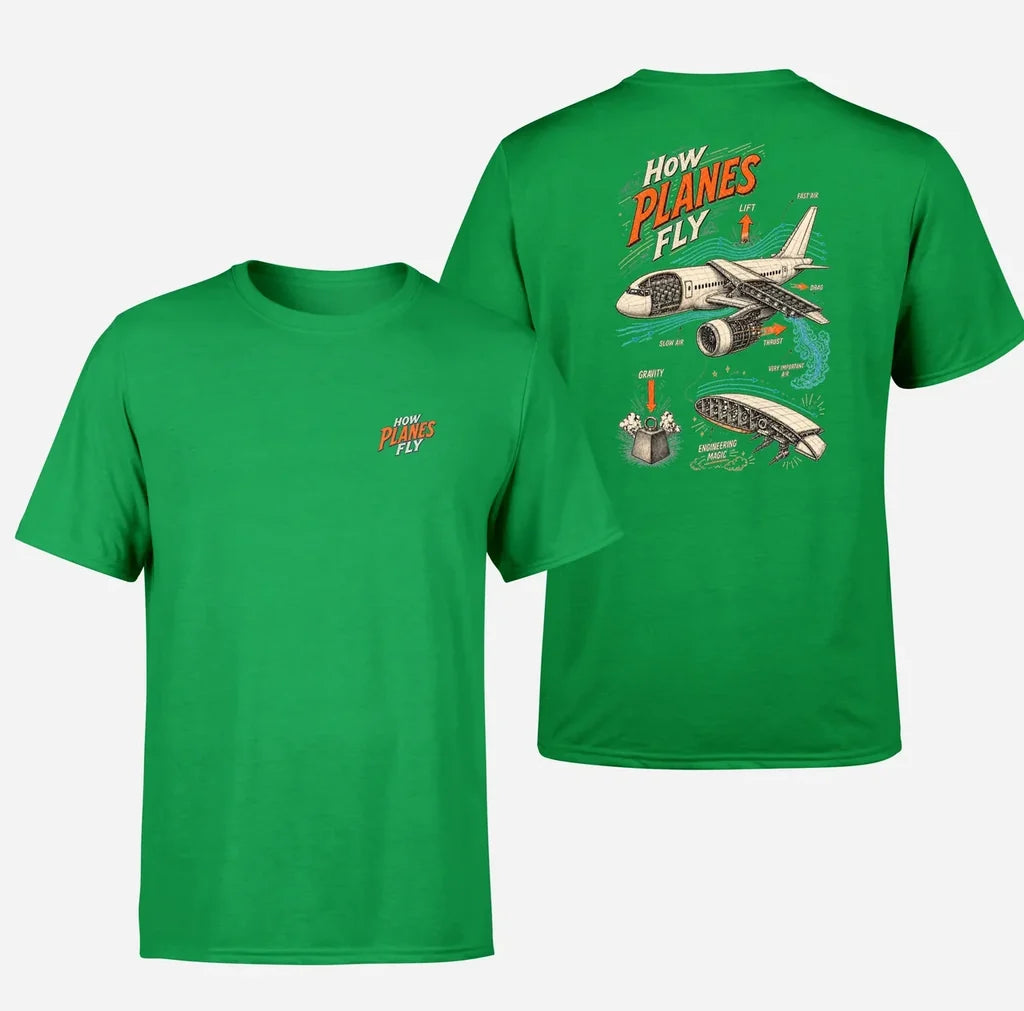 SIGNAL 616 - How Planes Fly V2 - Double-Side T-Shirt design on green double side t shirt