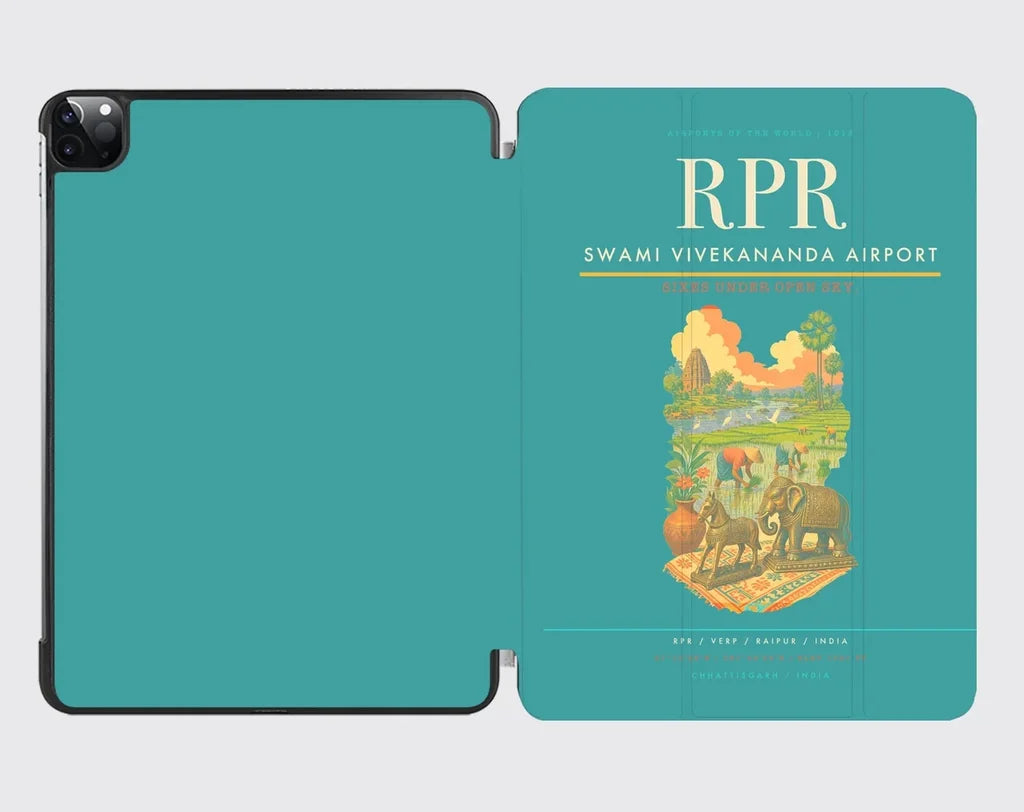 Swami Vivekananda Airport (RPR) design on turquoise ipad tablet case