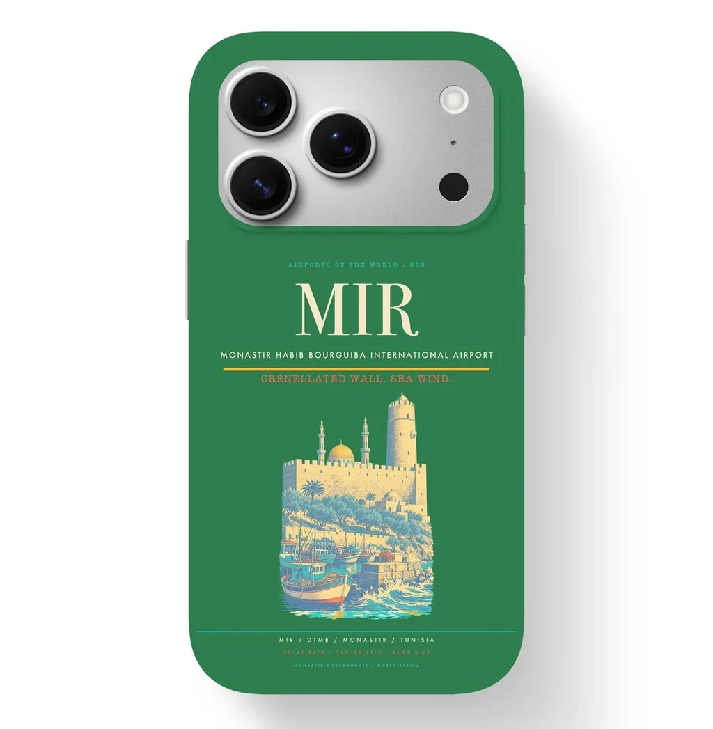 Monastir Airport (MIR) design on green iPhone 17 Pro MagSafe case