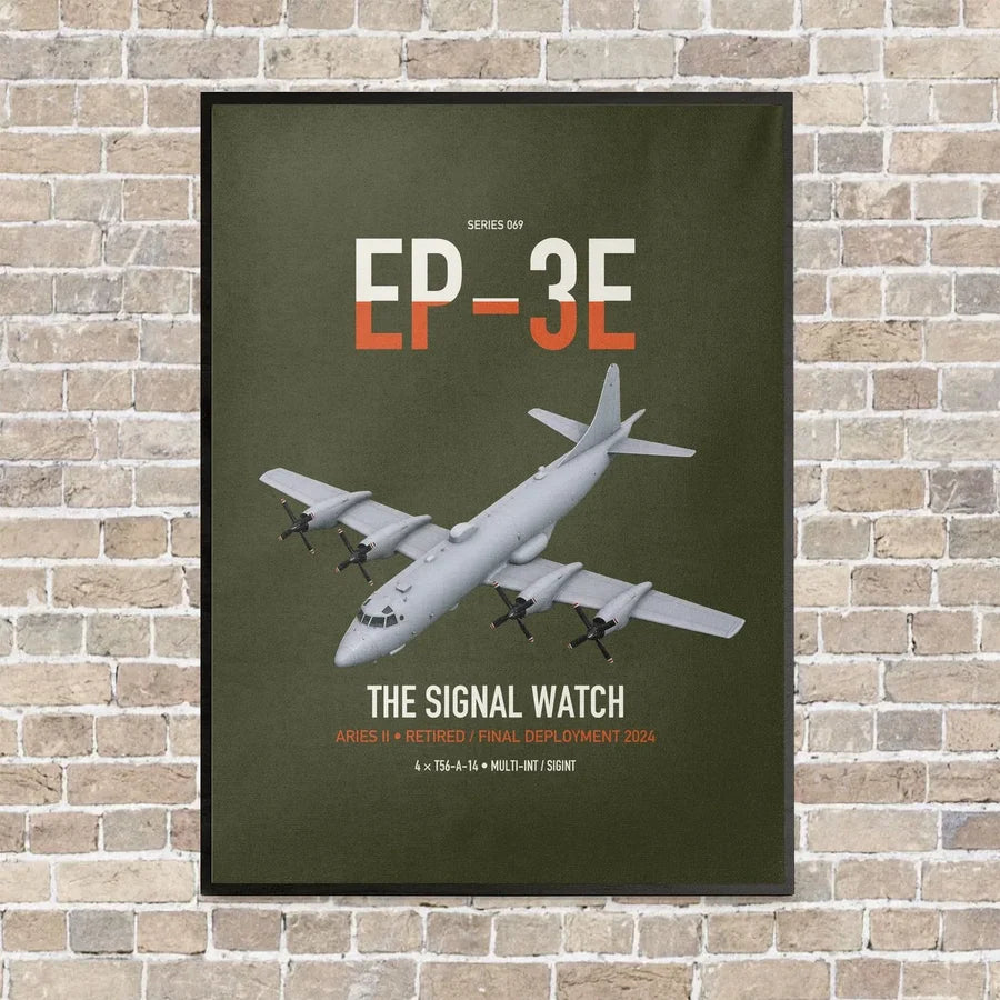 EP-3E ARIES II vertical canvas print - framed - green army background