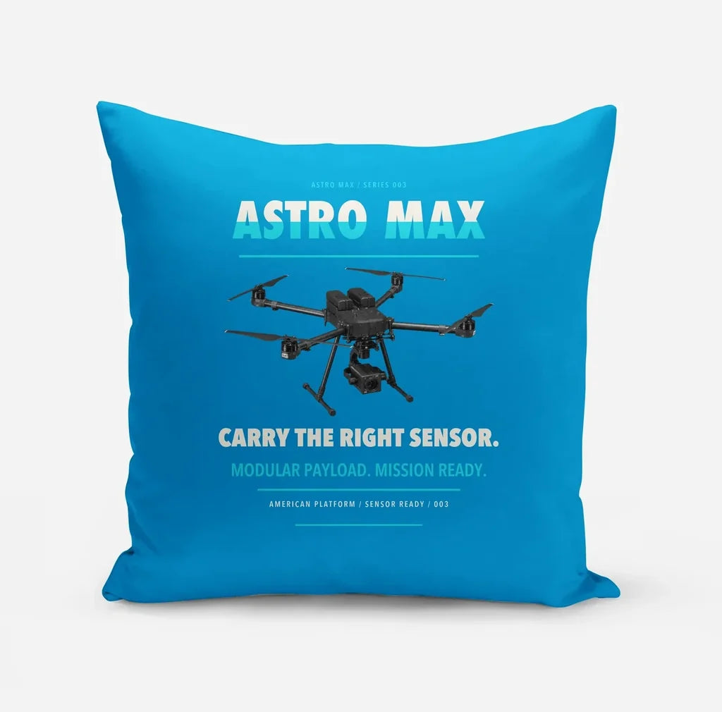 Freefly Astro Max design on turquoise pillow
