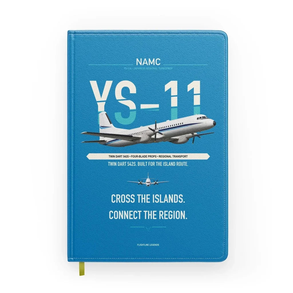NAMC YS-11A design on turquoise notebook