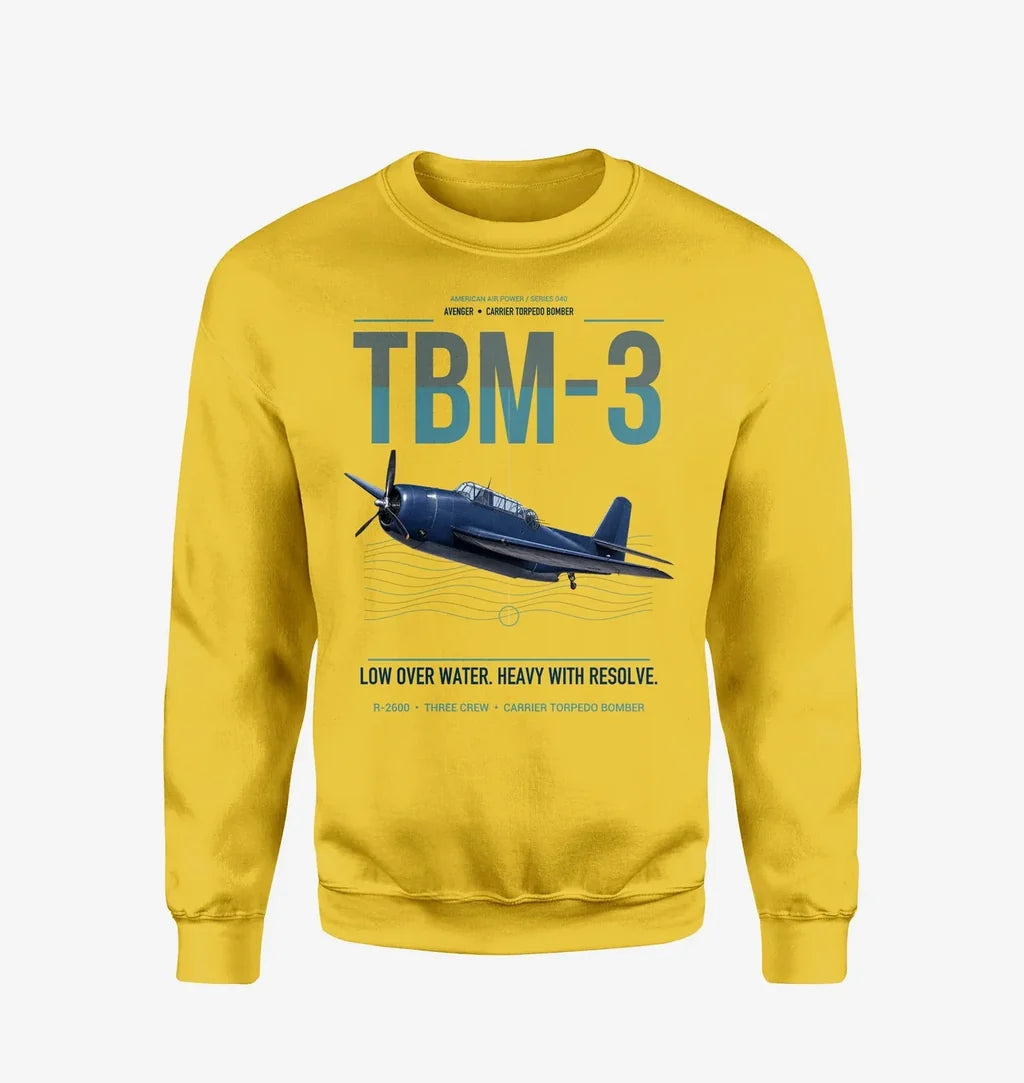 TBM-3 Avenger design on yellow sweatshirt