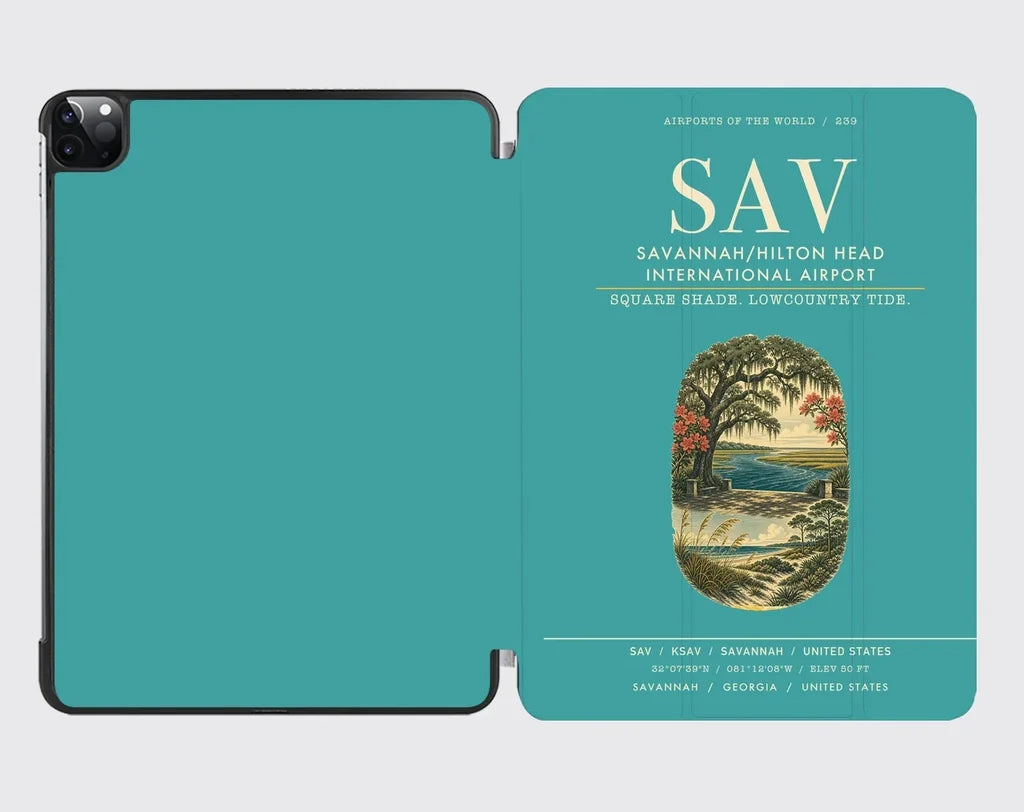 Savannah-Hilton Head International Airport (SAV) design on turquoise ipad tablet case