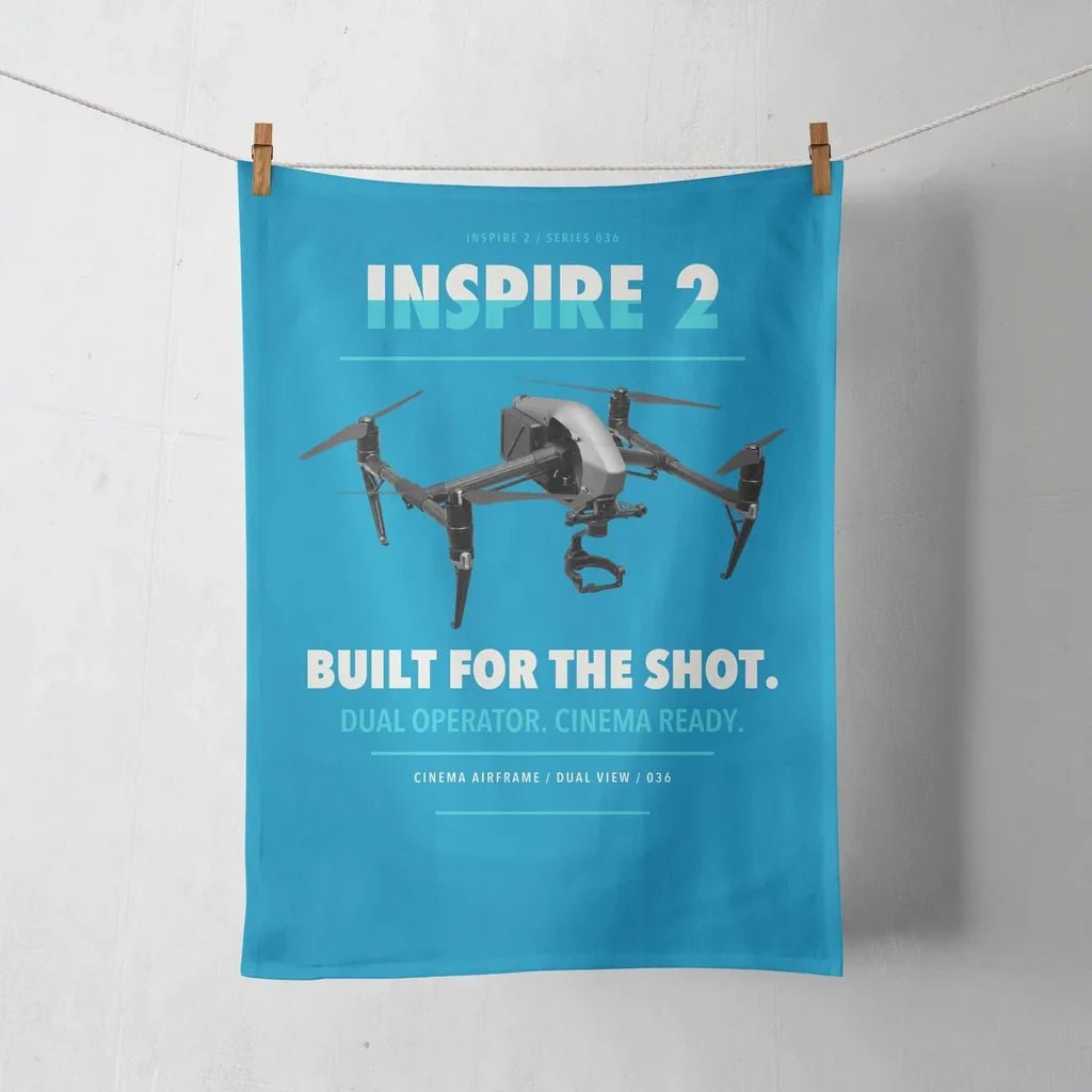 DJI Inspire 2 design on turquoise towel