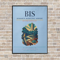 Thumbnail for Bismarck Municipal Airport BIS - Canvas Framed - Light Blue