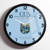 Thumbnail for Cancún International Airport (CUN) design on light blue framed wall clock