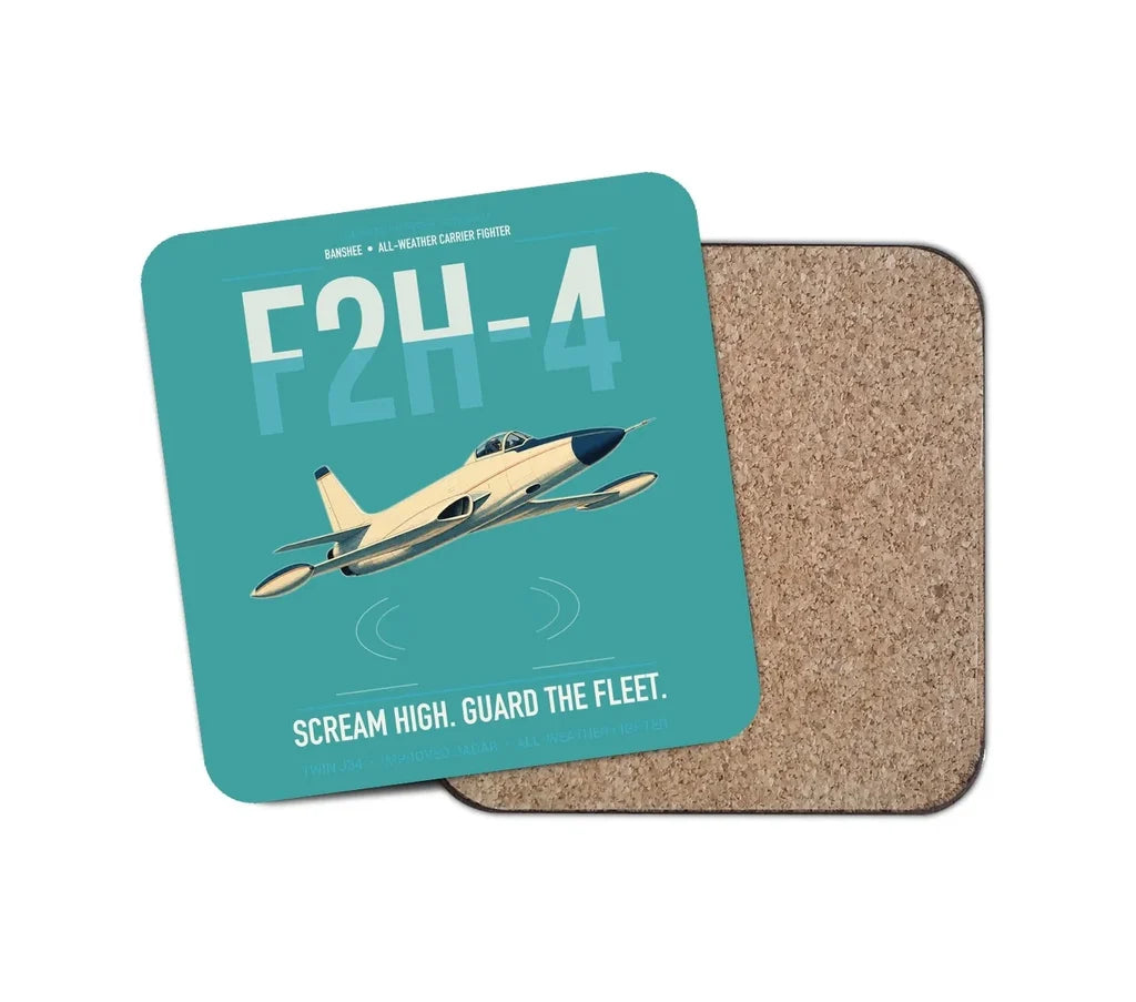 F2H-4 Banshee design on turquoise 1 piece coaster