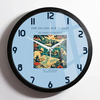 Thumbnail for VINTAGE G4209 - The Island Hop Survey - Designed Wall Clocks design on lightblue framed