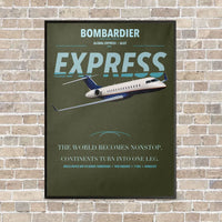 Thumbnail for Bombardier Global Express vertical canvas print - framed - green army background